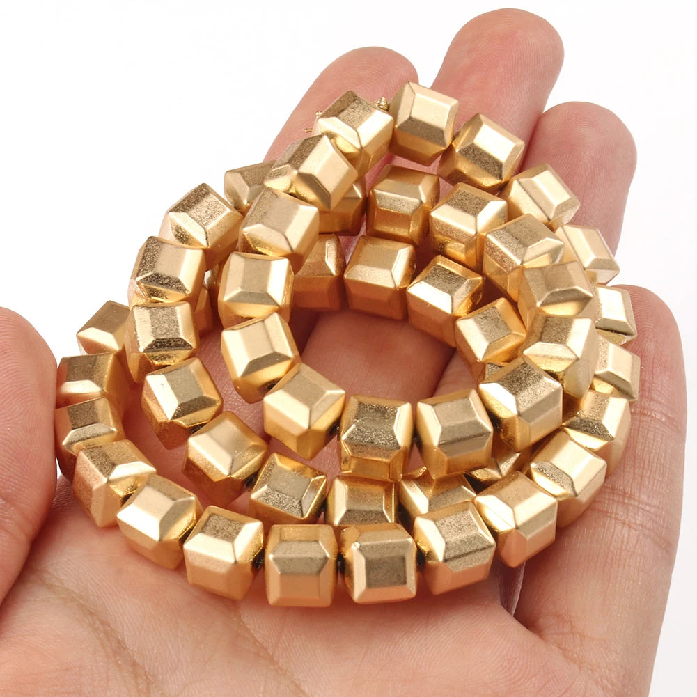 Natürliche 14k vergoldete Hämatitperlen unregelmäßige runde Herzwürfel Rondelle Spacer Perlen für Schmuckherstellung Diy Armband Halskette