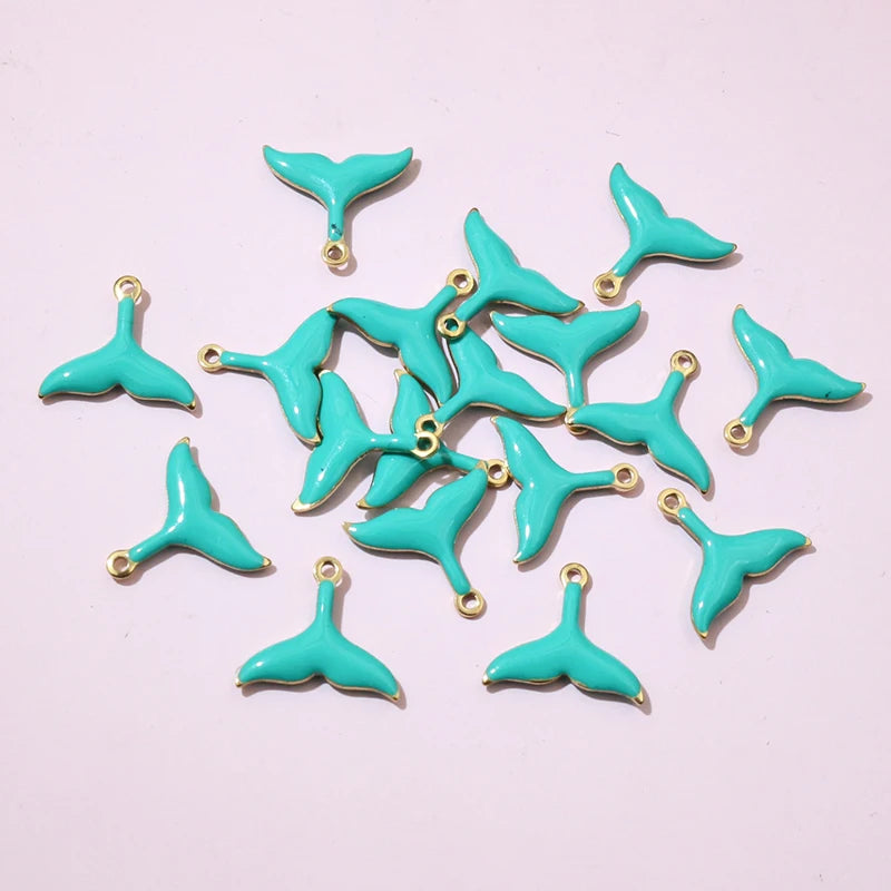 20 Stück 10x11mm Edelstahl Kleine Meerjungfrau Schwanz Anhänger Emaille DIY Schmuck Herstellung Zubehör Zubehör Halskette Ohrringe
