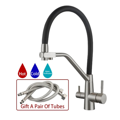 Ula gefilterte Küchen armaturen heißes und kaltes Trinkwasser 3-Wege-Filter Küchen spüle Mixer Rotations hähne Kran Doppel griff