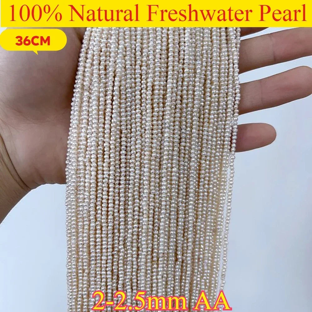 2-2,5mmAA Echte Runde Kleine Weiße Perle Großhandel Natürliche Süßwasser Perle Schmuck MakeDIY Halskette Armband Frauen Geschenk hochzeit