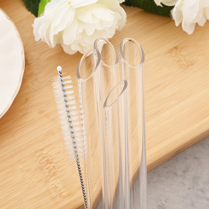 /14mm hohes Boro silikat glas Stroh Stück wieder verwendbare umwelt freundliche Trinkhalme Set Bubble Tea Smoothies Bar Zubehör