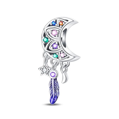 Funkelnde 925er-Sterlingsilber-Charm mit buntem Zirkon, festen Clip-Perlen und Engel-Anhänger, passend für Armbänder und Halsketten, exquisite Geschenke