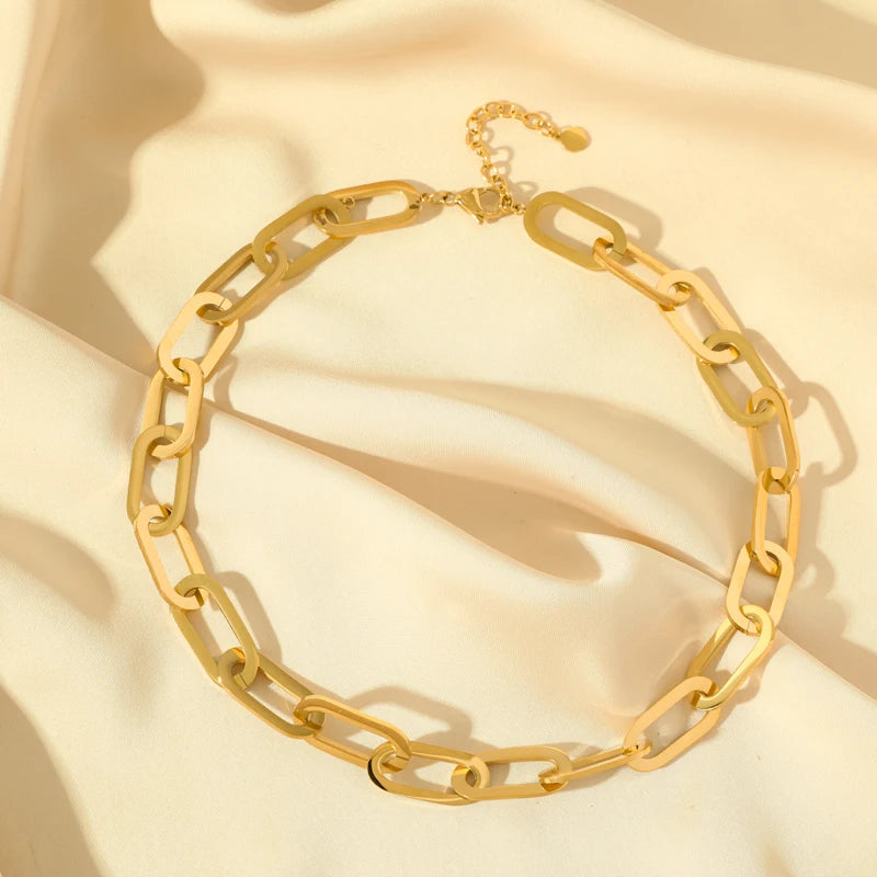 GANEMLY 316L Edelstahl Gold Farbe Gewebte Kette Halskette Für Frauen Mode Hals Kette Kragen Wasserdicht Schmuck Geschenk