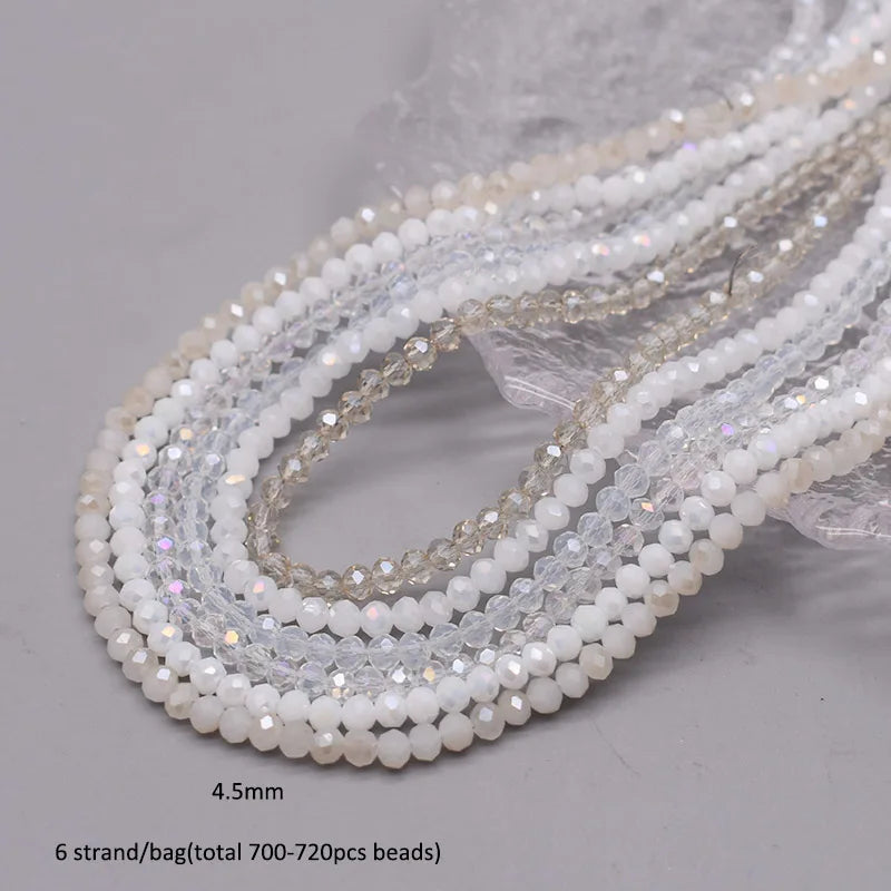 4 mm Farbschema, 6 Stränge/Beutel, Rondelle-Kristallglasperlen, facettierte lose Distanzperlen für Schmuckherstellung, Schmuck, DIY-Halskette