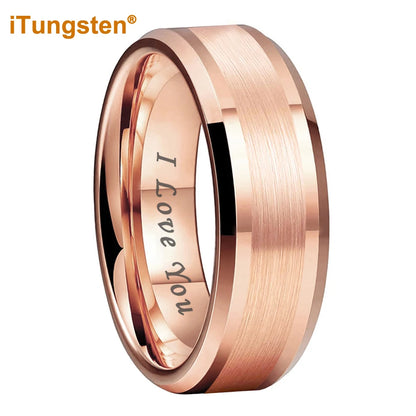 iTungsten 6mm 8mm Wolframkarbid-Fingerring für Herren und Damen, Verlobung, Ehering, Modeschmuck, I Love You, graviert, bequeme Passform