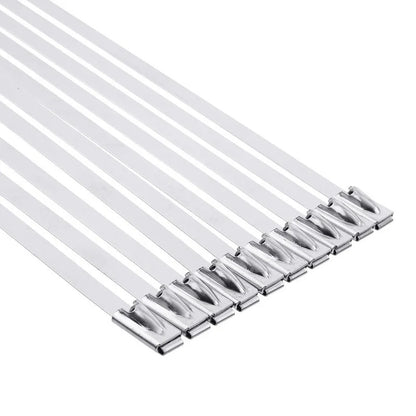 100 Stück Breite 7,9 mm Edelstahl-Kabelbinder, Auspufffolie, beschichtete Verriegelungskabelbinder, Mehrzweck-Kabelbinder mit Metall