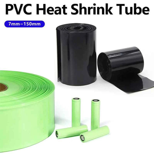 3/5 m, schwarz/fruchtgrün, 7 mm ~ 150 mm, PVC-Schrumpfschlauch, 18650 Lithium-Batteriepack, isolierte Folie, Schutzhülle, Kabelhülse