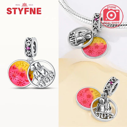 Sterling Silber S925 Schwestern auf der Schaukel Charms Herz Bead Fit Original Armband Armreif DIY Feines Geschenk Schmuck für Frauen