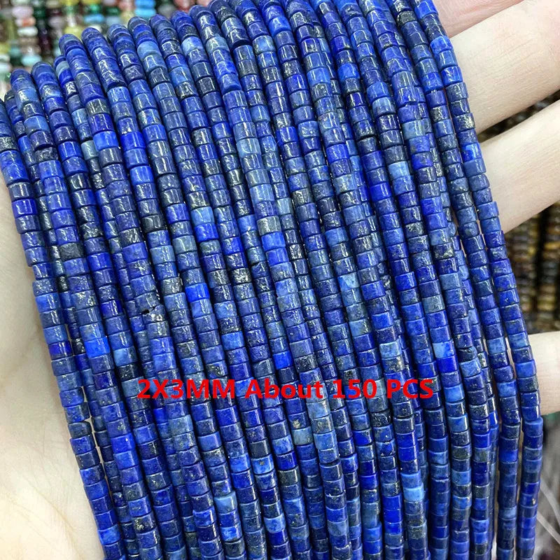 Natürliche Lapislazuli Runde Rohr Facettierte Lose Spacer Stein Perlen Für Schmuck Machen DIY Handgemachte Armbänder Halskette Zubehör
