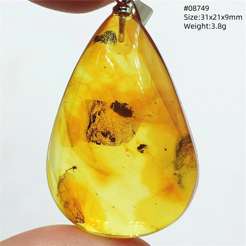 Natürlicher Piebald-Bernstein-Anhänger, gelber Bernstein, 36 x 23 x 14 mm, Edelstein-Anhänger, Halskette, Schmuck, AAAAA