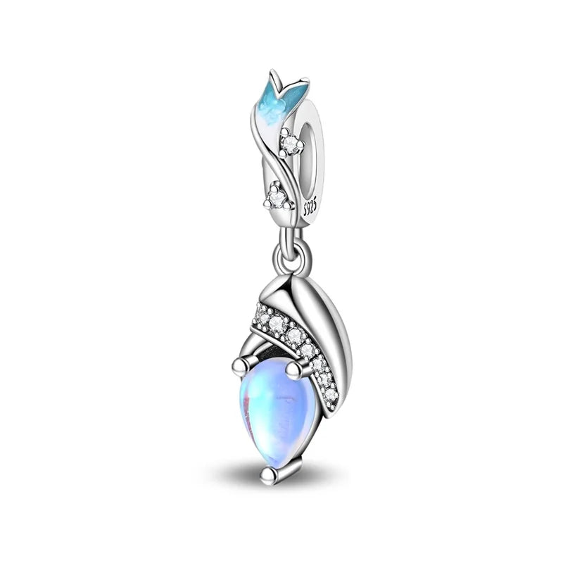 Beliebter Charm-Anhänger aus 925er-Sterlingsilber mit Delfin, sicherer Kette, Muschel und Qualle, passend für Armbänder, exquisites Strandparty-Geschenk