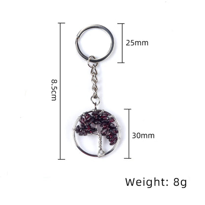 5 teile/satz Runde Baum des Lebens Anhänger Naturstein Kristall Achat Quarz Chip Stein Schlüsselbund Edelstahl Schmuck Zubehör