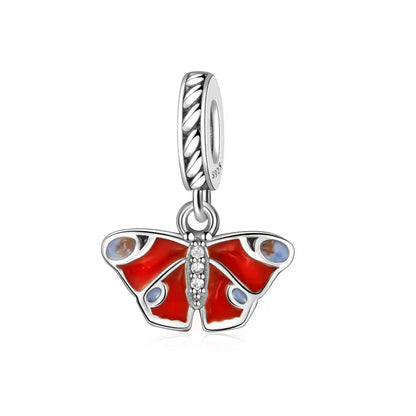 Rote Serie 925er Sterlingsilber, Koi-Herz, Pilz, Feuerwerkskörper, Kaffeemaschine, Charm, passend für DIY-Armbänder, Halsketten, exquisite lustige Geschenke