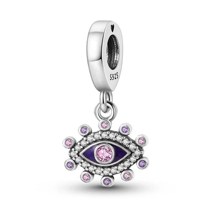Sicherheitsketten aus 925er-Sterlingsilber, violette Serie, Schmetterling, Widder, Zwillinge, passend für Original-Armbänder, DIY-Schmuckherstellung, Geschenk für Frauen