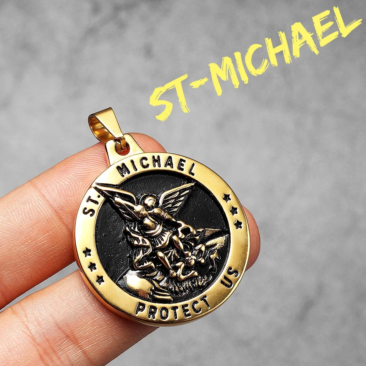 Bow Angel St. Michael Men Necklaces Stainless Steel Pendant Chain Powerful Strong Amulet Vintage Cool Women Jewelry Gifts Wholesale