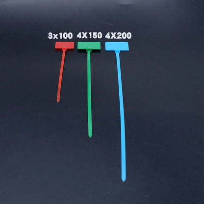 100 Stück Nylon-Kunststoff-Kabelbinder, Etiketten, Schlaufe, selbstsichernde Kabelbinder, Netzwerk-Befestigungsgurte, Marker, Blau, Rot, Grün, Gelb