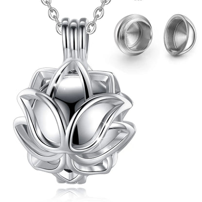 EUDORA Urnen-Anhänger, 14 mm, Lotusblüten-Käfig, Medaillon, Aschebehälter, Andenkenkapsel, Halskette, Hohlkugel, DIY-Schmuck, k332n14