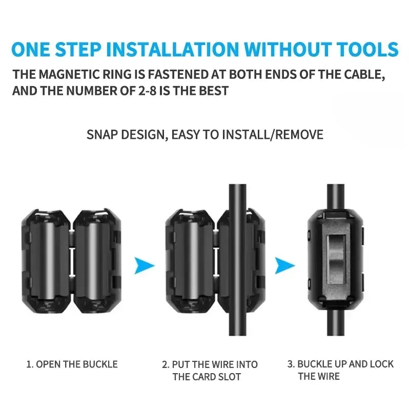 20Pcs 3,5/5/7/9mm Ferrit Filter Ringkern Ferrit Perle Clip Choke EMI RFI Noise Filter Clip Für USB/Video Kabel Netzkabel
