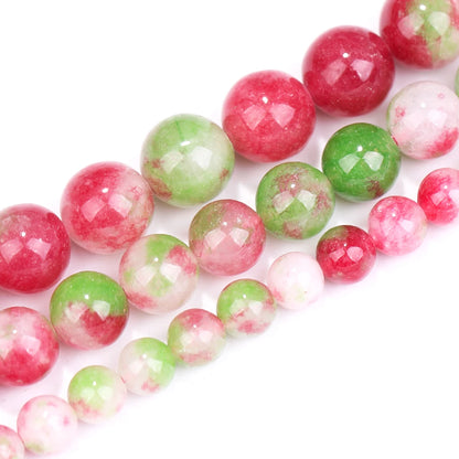 Natursteinperlen Wassermelone Turmalin Jade Lose Distanzperlen für Schmuckherstellung DIY Halskette Armband Handgefertigte Accessoires