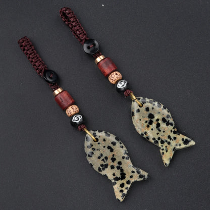 1 stücke natürliche Halbe del stein Tigerauge Stein gewebte kleine Fisch Auto Schlüssel bund Tasche Anhänger Schmuck Zubehör Geschenk