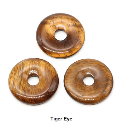 30 mm Donut-Naturstein, Heilkristall, Amethyst, Amazonit, Achat, Quarz, Edelstein für Kunsthandwerk, Zubehör, Glücksgeschenke