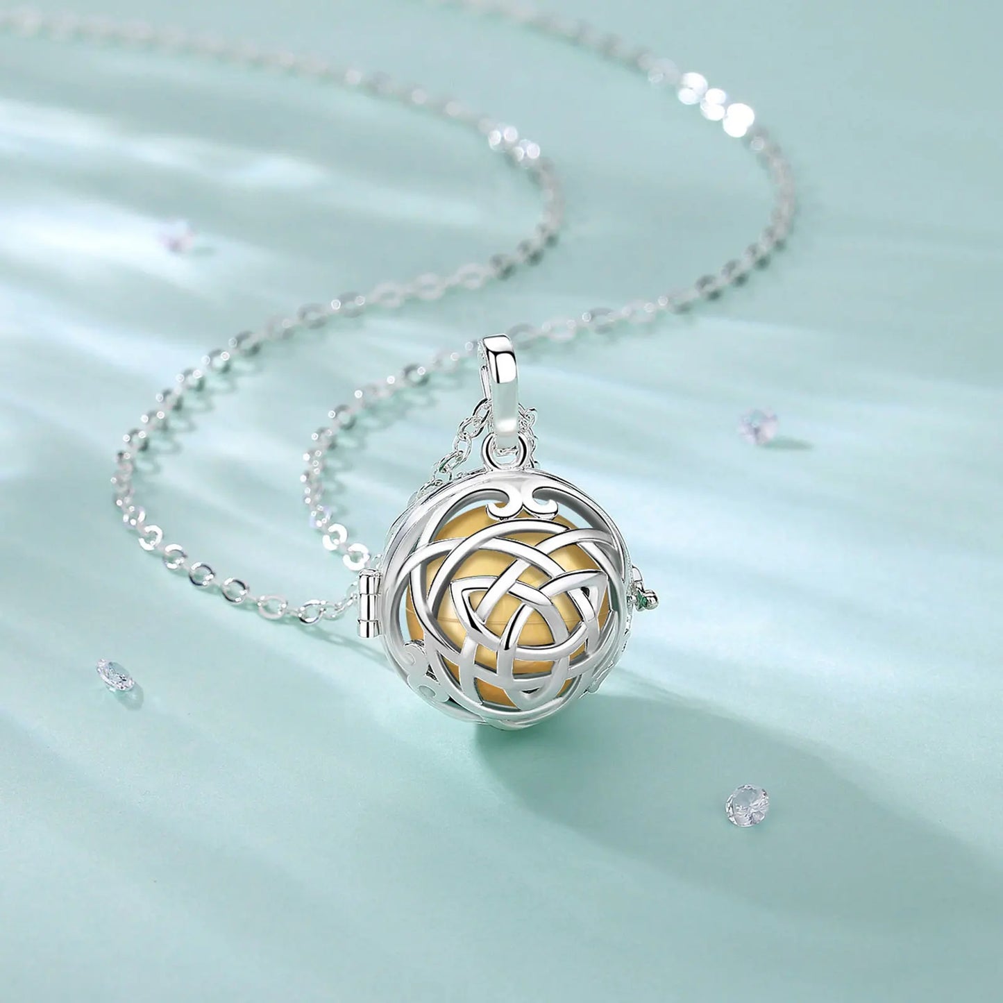 Eudora Urne Feuerbestattung Anhänger 20mm Celtic Knoten Käfig Medaillon Asche Halter Andenken Kapsel Halskette Hohl Ball DIY Trendy Schmuck