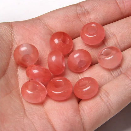 Natürliche Stein Große Loch Perle Anhänger Abacus Form Schmuck Zubehör Natürliche Quarz Jade Opal Charme Für Die Herstellung DIY Ohrring