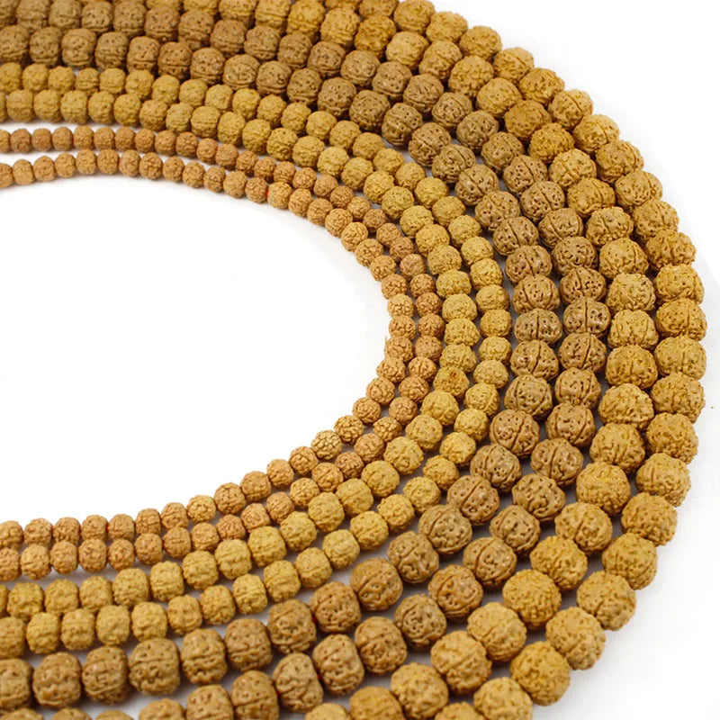 1 Strang natürliche Rudraksha Mala 108 Perlen 6/8/10/12 mm Rudraksha Gebetsperlen für Schmuck Halskette Armband Herstellung Zubehör
