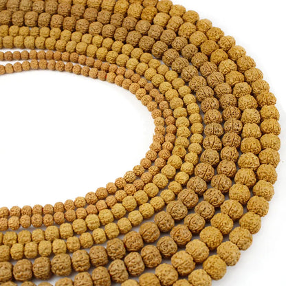 1 Strang natürliche Rudraksha Mala 108 Perlen 6/8/10/12 mm Rudraksha Gebetsperlen für Schmuck Halskette Armband Herstellung Zubehör