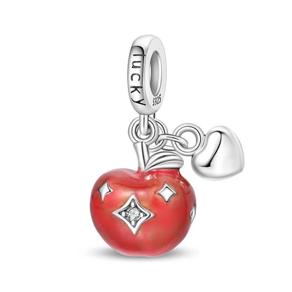 Rote Serie 925er Sterlingsilber Kamera Apfel Herzförmiger Koi Feuerwerkskörper Gott Reichtum Charm Passend für DIY Armband Halskette Partygeschenke