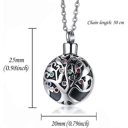 Baum des Lebens Feuerbestattung Schmuck für Asche Memorial Asche Schmuck Anhänger Andenken Haustier verloren Schmuck Edelstahl Urne Halskette