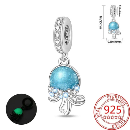 Charms-Anhänger aus 925er-Sterlingsilber mit blauen Ozean-Serie, passend für das DIY-Armband der Marke, Damenschmuck, Geschenke für Freundin