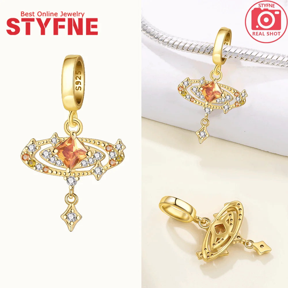 Neues 925er Silber, teilbarer Sonnen- und Mond-Charm, Satr-Herz-Perle, passend für Original-Armbänder für Frauen, edle Schmuckherstellung, Geschenk