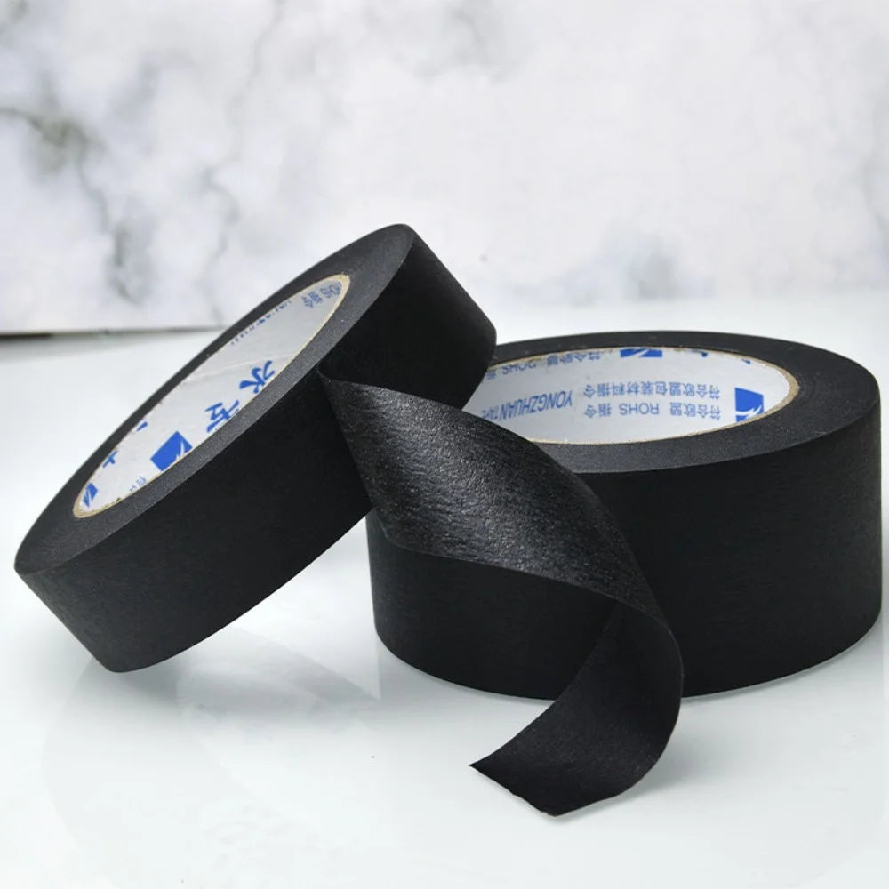 1/2 Rollen 10/20/30/40/50 mm x 50 m strukturiertes Papierband zum Schreiben von Abdeckband, Malerei, Bastelband, Wandaufkleber, Schwarz