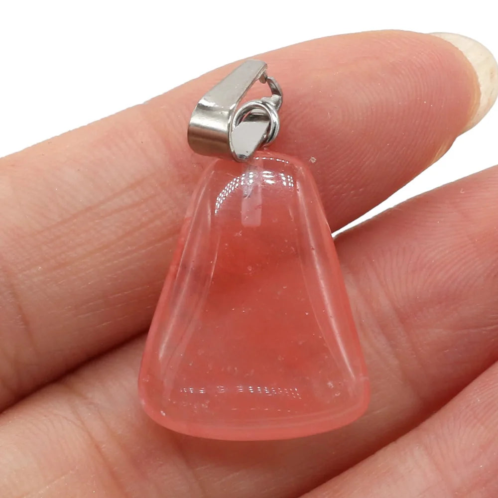 Natürliche Rose Quartzs Tiger Auge Stein Anhänger Trapez Form Steine Anhänger für Die DIY Schmuck NecklaceSize18x25mm