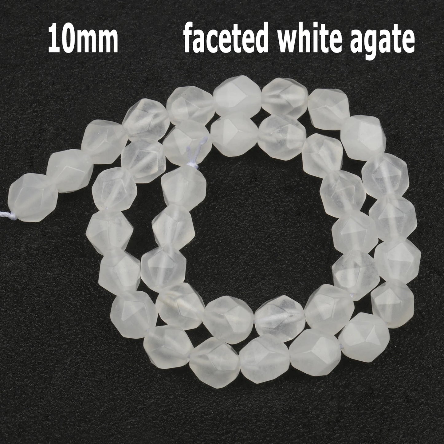 44 Arten weiße Chalcedon-Jade-Achat-Perle, Naturstein, Rondelle-Würfel, facettierte lose Perlen für Schmuckherstellung, Armbänder, Zubehör