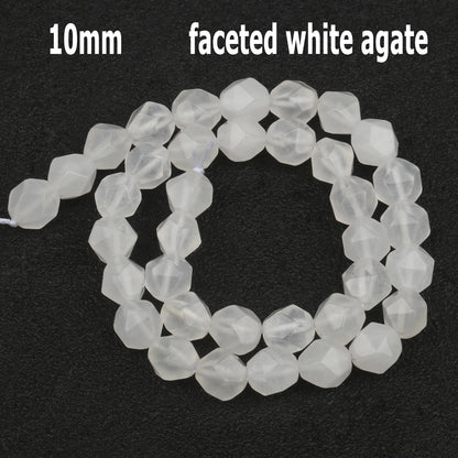 44 Arten weiße Chalcedon-Jade-Achat-Perle, Naturstein, Rondelle-Würfel, facettierte lose Perlen für Schmuckherstellung, Armbänder, Zubehör
