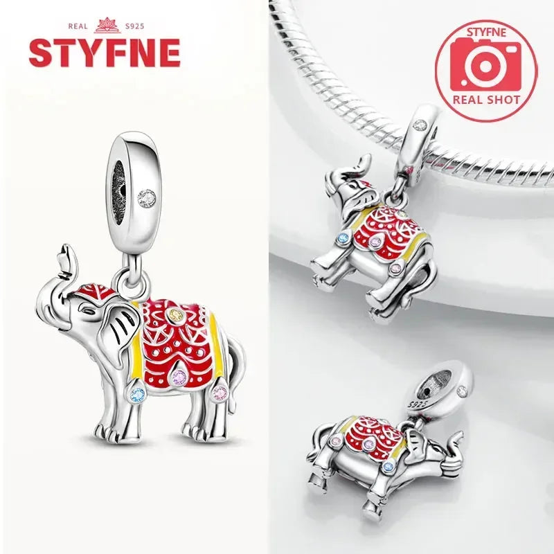 Silber 925 Gold Pyramide Mumie Doppel Charm Elefant Perlen passen Original Armband DIY edlen Schmuck Zubehör für Frauen Geschenke