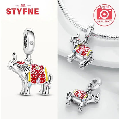 Silber 925 Gold Pyramide Mumie Doppel Charm Elefant Perlen passen Original Armband DIY edlen Schmuck Zubehör für Frauen Geschenke