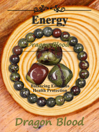 Natural African Bloodstone Beads Bracelet For Courage Protection Grounding Strength Energy Healing & Good Luck Vitality Jewelry