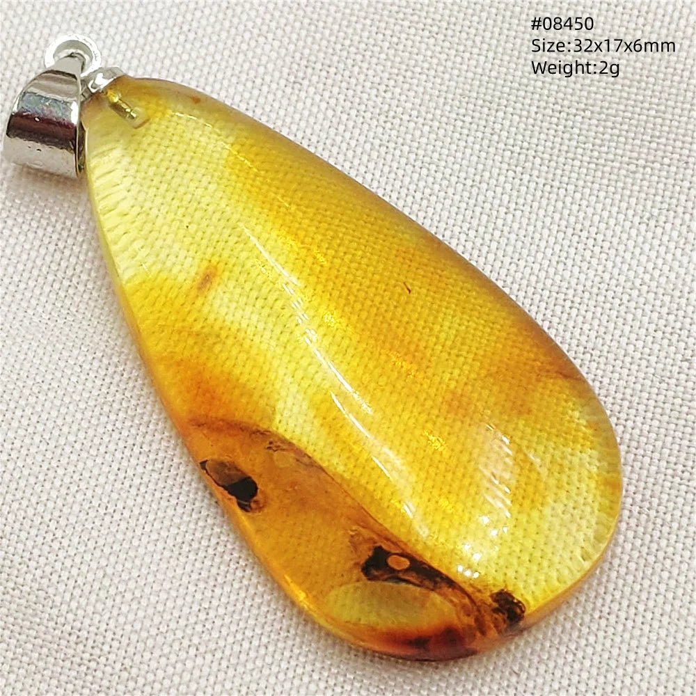Natürlicher Piebald-Bernstein-Anhänger, gelber Bernstein, 36 x 23 x 14 mm, Edelstein-Anhänger, Halskette, Schmuck, AAAAA