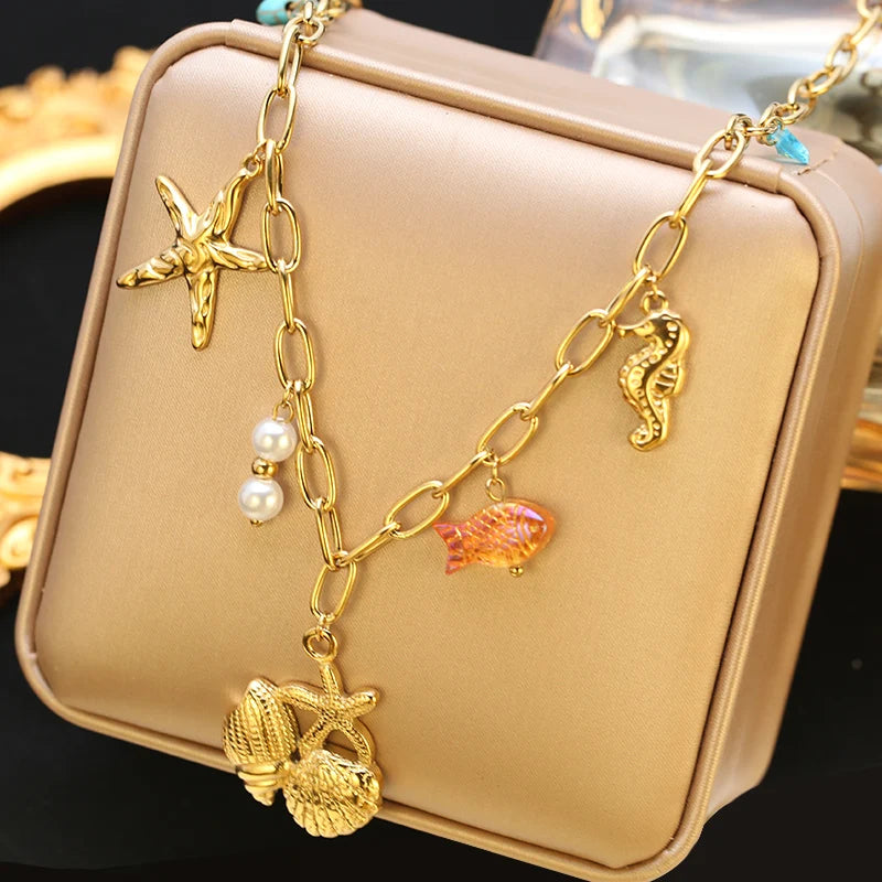 EILIECK 316L Edelstahl Sonne Herz Blume Anhänger Halskette 18K vergoldet Zubehör Charme handgemachten Schmuck für Frauen Mädchen