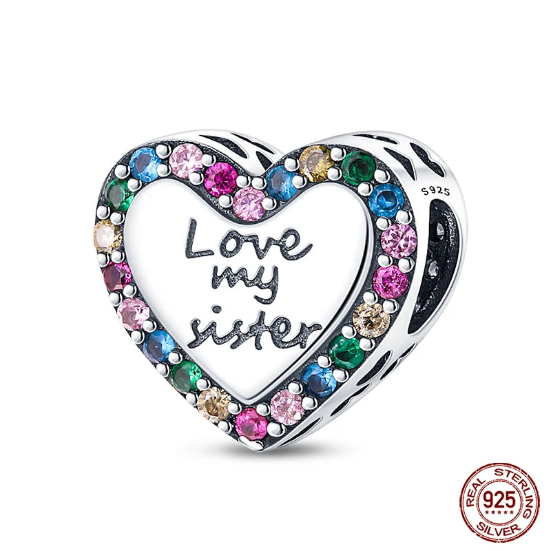 Fit 925 Original Armband 100 % 925 Sterling Silber Glänzende Bunte Zirkon Herz Charms Perlen Exquisite DIY Schmuck Geschenk