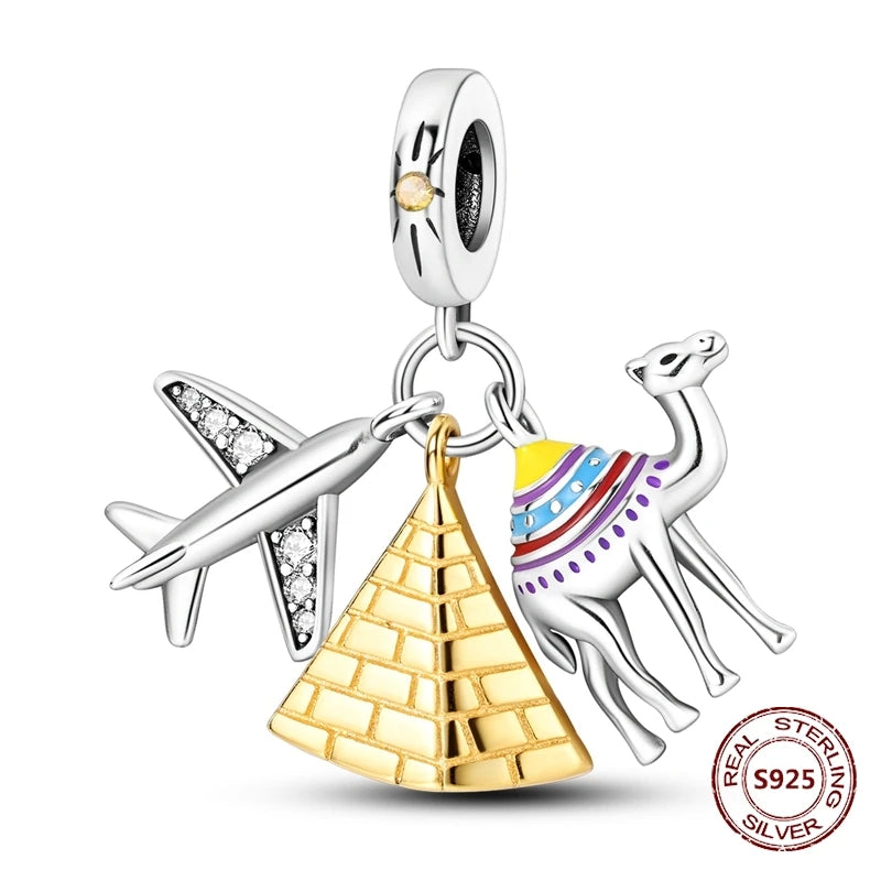 Flugzeug-Charm, 925er Silber, Original-Zirkon, Kleeblatt, Avocado, Charms, Perle, passend für Armbänder, DIY-Schmuck für Frauen, Hochzeitstag, Geschenk
