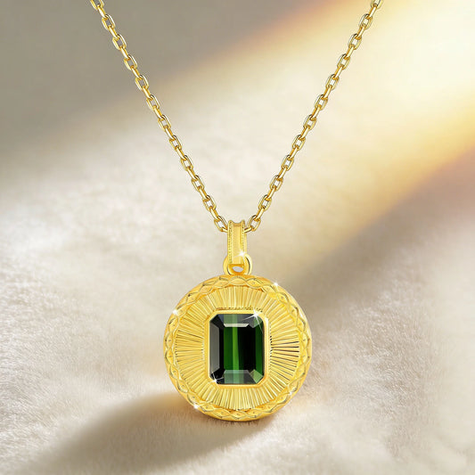 925 Silber 18k Gold Transluzenter Edelstein-Anhänger Halskette Retro Sonnenschein-Design und Modischer Schmuck für Frauen Party-Geschenke