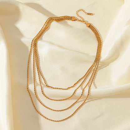 GANEMLY 316L Edelstahl Gold Farbe Gewebte Kette Halskette Für Frauen Mode Hals Kette Kragen Wasserdicht Schmuck Geschenk