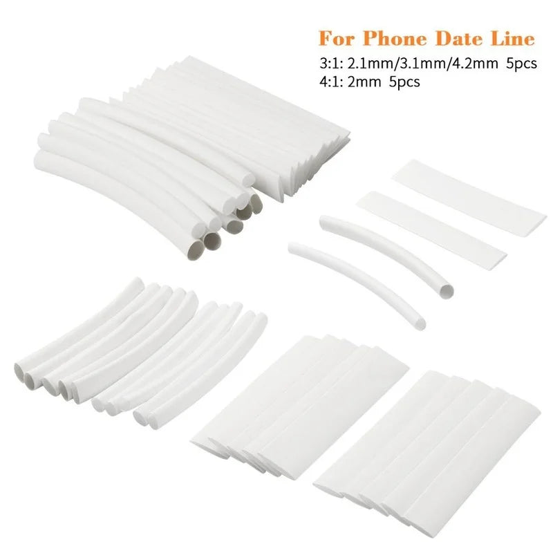 20pcs Wärme Schrumpfen Rohr Hülse Weiß 3/4:1 Wrap Draht Für iPhone Für iPad Für Android Für Samsung Daten Linie Isolierung Sleeving
