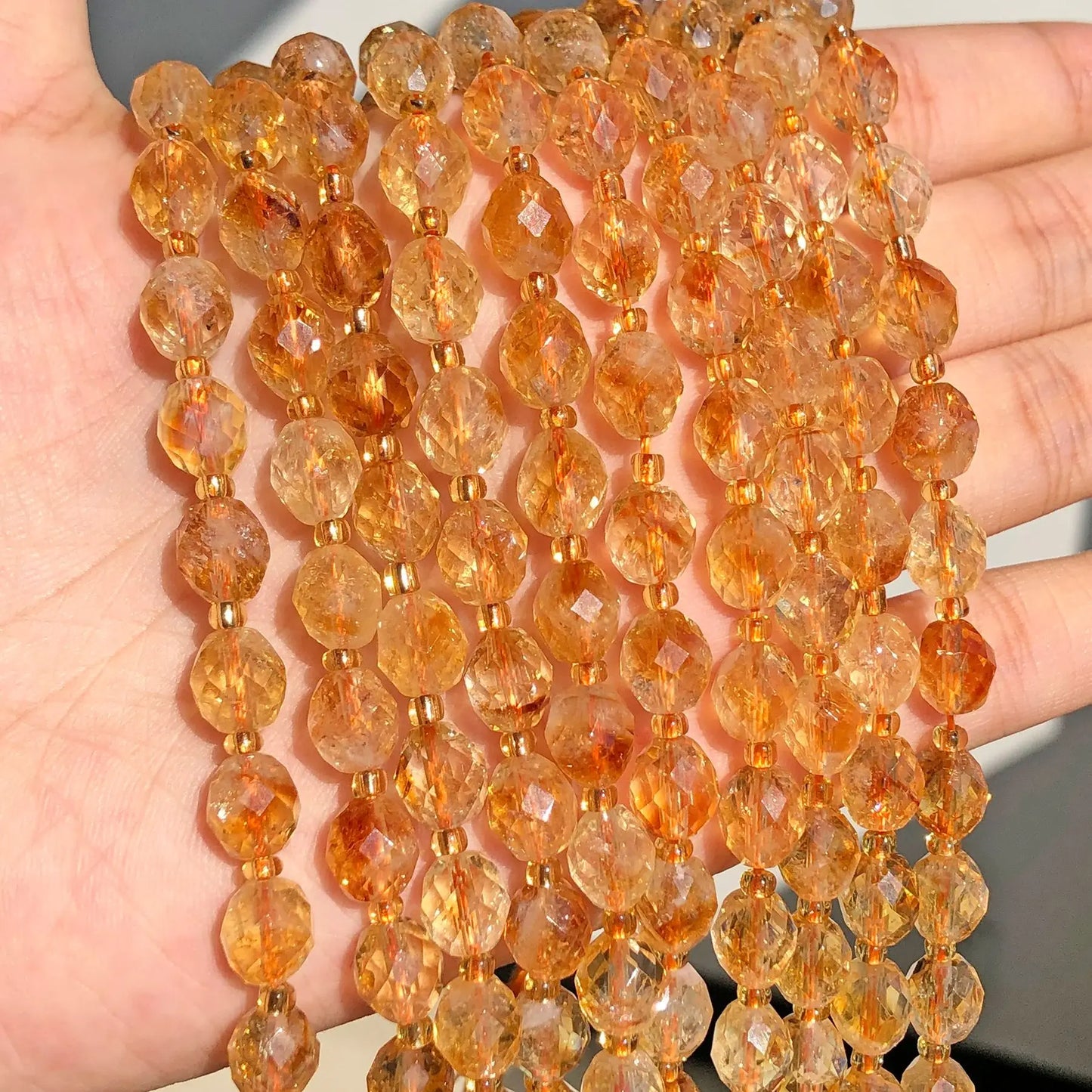 8x7mm AAA Facettierte Ovale Stein Natürliche Citrin Spacer Perlen Für Schmuck Machen DIY Armbänder Zubehör 7,5 zoll