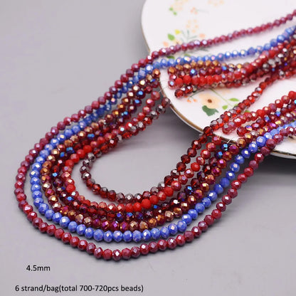 4 mm Farbschema, 6 Stränge/Beutel, Rondelle-Kristallglasperlen, facettierte lose Distanzperlen für Schmuckherstellung, Schmuck, DIY-Halskette