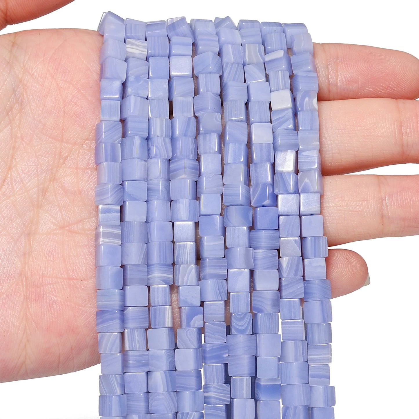 4 mm quadratische Würfelform-Perlen, natürlicher Lapislazuli, Amazonit, lila Achat-Steinperlen für Schmuckherstellung, DIY-Armband-Zubehör